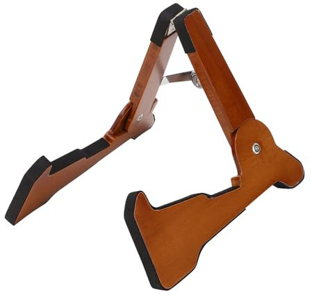 Masyrt Bodenklappbarer Gitarrenständer aus Holz mit Rahmen und Rutschfestem Gummi, Komplett Montiert für Akustische Klassische Gitarren