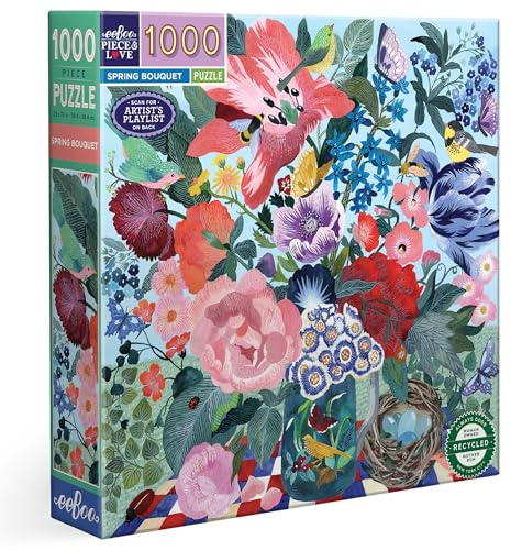 Eeboo - Puzzle 1000 pcs Spring Bouquet - Puzzle Adulte 1000 Pièces en Carton - Dimensions 58,5 x 58.5 cm