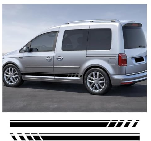 yinjianping Auto Seitenschweller Aufkleber für VW Caddy MK2 MK3 MK4,Karosserie-Seitenstreifen-Aufkleber,1 Paar Sport Racing Streifen Aufkleber,Vinyl Aufkleber Außenzubehör