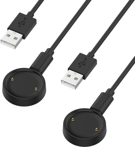 Ladekabel kompatibel für Amazfit Active 2/Bip 6 Ladegerät Kabel, Typ C Portable Cord Ersatzkabel für Amazfit Active 2/Bip 6 Ladekabel Smartwatch Zubehör (Schwarz+Schwarz)