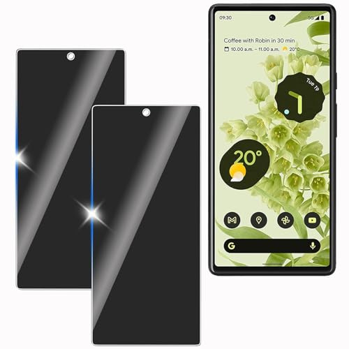 KULAIKE 2 Stück Sichtschutz für Google Pixel 6, Anti-Spähen Privatsphäre Schutzfolie,Anti-Spy Panzer Schutz Glas Folie,Blickschutzfolie, 9H Härte, Anti-Kratzer, Stoßfest