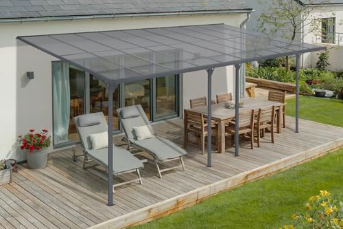 Cazeboo Carport/Pérgola Adosada 18m² KLEO 6x3m Aluminio Gris