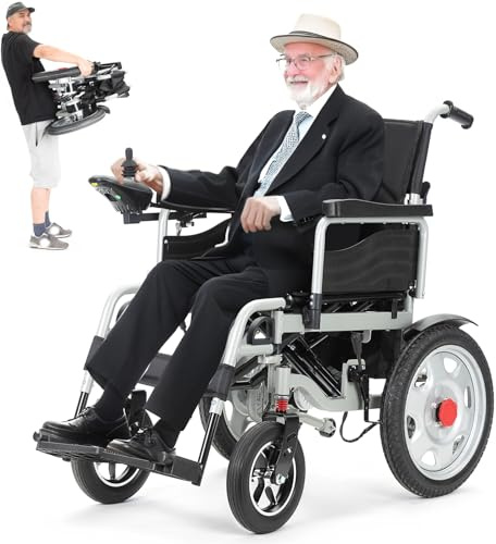 Foldable Electric Wheelchair for Adults,20 Miles Motorized Wheelchair Travel Range Power Wheelchair Lightweight All Terrain 500w Dual Motors,Airline Approved,Capacity 400lbs (Black)