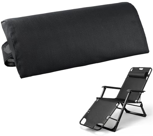 Joyan 1 Cuscini Cervicali per Sedie da Giardino, Cuscinetto Poggiatesta con Fascia Elastica, Cuscino Cervicale per Sedia a Sdraio, con Elastico Regolabile,Nero, 35 x 17 x 6 cm