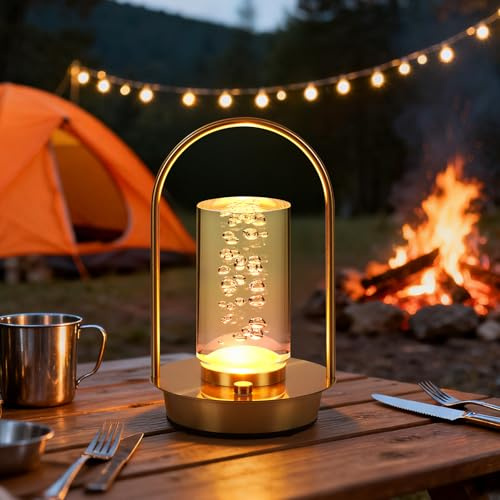 VIMAZ Rechargeable Lamp,3 Colors Stepless Dimming Cordless Table Lamps for Home Living Room Shower,4000mAh Battery Touch Lamps Indoor,Portable Metal LED Camping Lantern Lamp Outdoor