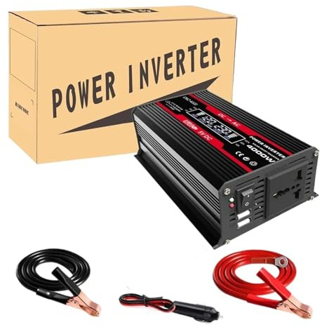 Inverter Da 4000 W Convertitore Da 12 V A 220 V Trasformatore Con Doppio USB Voltmetro LED Inverter A Onda Sinusoidale Modificata(Black Inverter,220V)