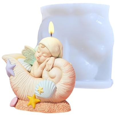 QUEENYARD Molde para velas, moldes para velas de bebé, moldes de silicona para adornos, moldes de yeso, moldes de resina epoxi, moldes para hornear pasteles