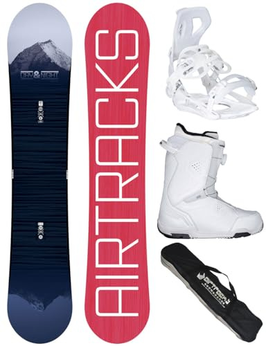 AIRTRACKS Snowboard Set Paquete Completo Tabla Day & Night Hybrid Rocker Mujer 138 +Fijaciones Master W + Botas Strong W ATOP 40 + SB Bag
