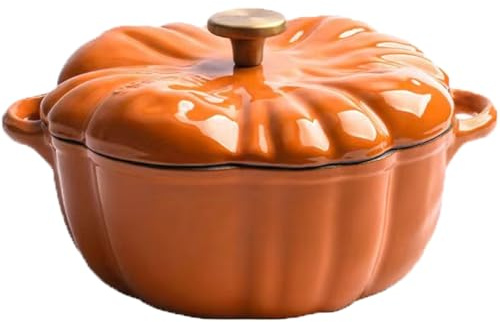 Forno olandese in ghisa smaltata con coperchio - Pentola for zucca da pentole grandi e resistenti,doppio manico,for brasare,stufati,arrostire,regalo decorativo fors il Ringraziamento(大号)