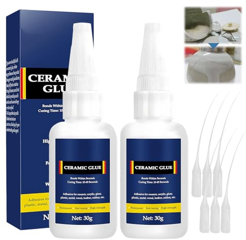 30g*2 Pcs Superglue for Plastic,Waterproof Heat-Resistant Super Glue Precise Repair for Plastic Metal Ceramic Glass Wood Leather DIY & More