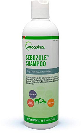Vetoquinol Sebozole Pet Shampoo with Miconazole Nitrate 2% and Chloroxylenol 1%, 16oz