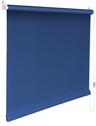 Sonnenschutz-HH - Mini-Rollo Minirollo Klemmfix Klemmrollo Kettenzugrollo Breite x Höhe STOFFMAß 145x140 cm - 145 x 140 cm – MITTELBLAU Sichtschutzrollo Sichtschutz-Rollo Fensterrollo Easy&Fix montiert Seitenzugrollo inkl. Klemmträger/Klemmhalter