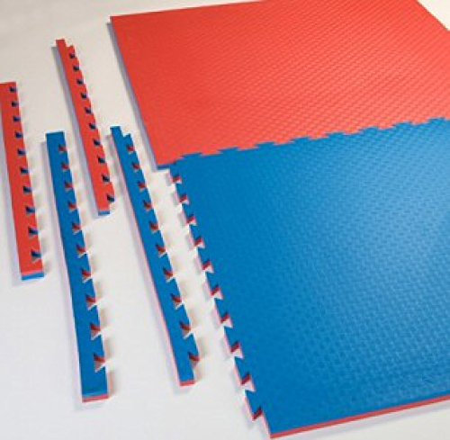 Budodrake Bodenmatten abwaschbar, 4 cm verzahnt, für Spielecke, Spielkeller, Kinderzimmer, usw. (blau-rot)