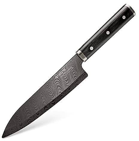 KYOCERA KTN de 180 de Hip kizuna Serie – Cuchillo de cerámica. Cubierto con Incluido Hoja de cerámica con Arena Jardín Estructura de Onda. Mango de Madera de Pakka. Longitud de la Hoja: 18 cm.