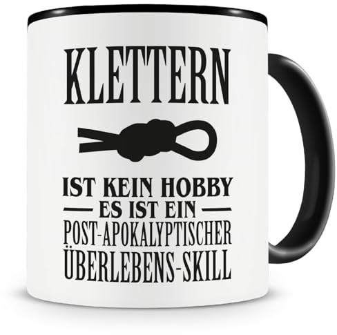 Samunshi® Klettern ist kein Hobby Tasse Kaffeetasse Teetasse Kaffeepott Kaffeebecher Becher 300ml schwarz