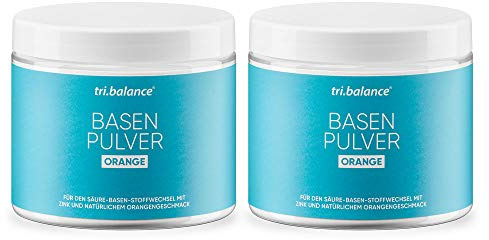 tri.balance Basenpulver ORANGE 2er-Pack 600 g – Orangengeschmack, vegan | Mit Zink für den normalen Säure-Basen-Stoffwechsel, natürlicher Orangengeschmack, vegan, ca. 108 Portionen