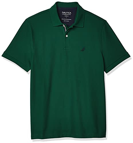 Nautica Mens Classic Short Sleeve Solid Polo Shirt, Tidal Green, Large US