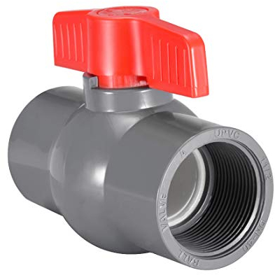 sourcing map PVC Kugelhahn Wasserrohr Gewindeenden 1-1/2 Innenlochdurchmesser Rot Grau