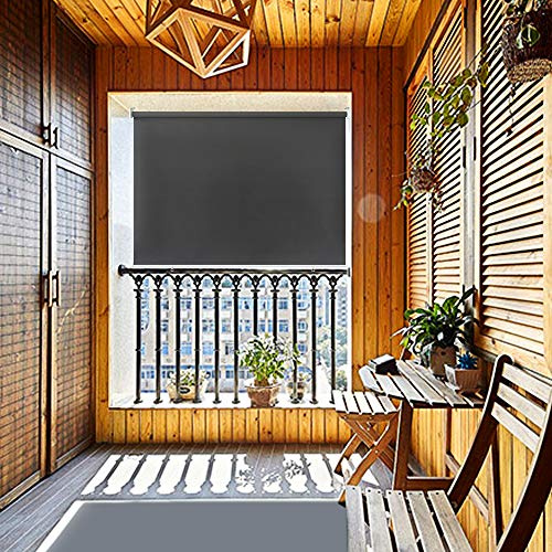 HENGMEI 100X240cm Balkon Sichtschutz Sonnenschutz Sichtschutzrollo Senkrechtmarkise Wasserdicht Windschutz vertikal Sonnensegel für Balkon Terrasse,Anthrazit