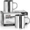 COM-FOUR® 2 tazze termiche in acciaio inossidabile - 400 ml per tazza - tazza isolante a doppia parete - tazza da caffè infrangibile - tazza termica - tazza da campeggio - tazza - senza BPA