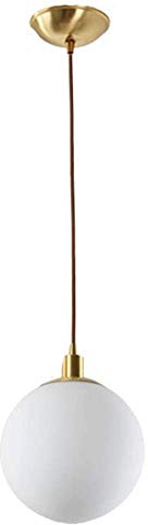 HJXDtech Lámpara Colgante de Globo Moderno Minimalista, Acabado Dorado y Esfera de Cristal Blanco, Altura Ajustable,Lámpara de Techo para Comedor, Salón, Dormitorio y Cocina (25CM)