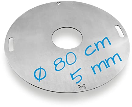mocisa Piastra universale per barbecue, 80 cm, piastra per il fuoco, griglia a sfera, diametro 80 cm, spessore 5 mm, prodotta in Baviera, anello di fuoco, anello per barbecue