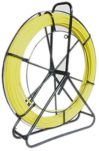 KATSU Sonda Passacavi in Fibra di Vetro 8x100M con Supporto in Acciaio e Freno, Nastro in Fibra di Vetro Estrattore a Fune, Strumento di Installazione del Cavo Elettrico in Fiberglass