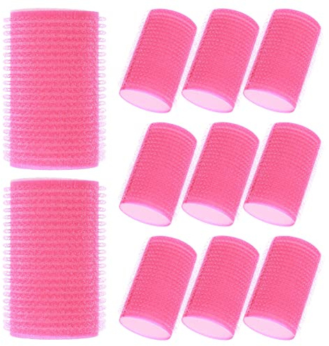 Beaupretty 12pcs Self Grip Hair Rollers Set Sponge Hair Curler Adhesive Hair Styling Roller Professional Hairdressing Tools for Women Home hair Salon (Rosy and Blue）