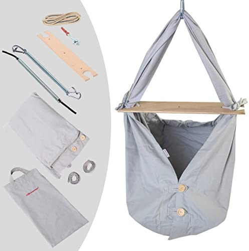 HOBEA-Germany Federwiege für Babys Babyfederwiege Babyhängematte Hängewiege Komplettset (grau)