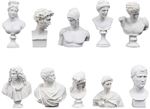 EXCEART Headless Statue Greek God Bust 10pcs Mini Figures of Greek Mythology Statue Resin Sculpture World Famous Figurine Home Desktop Decor Retro Art Room Figurine Sketch