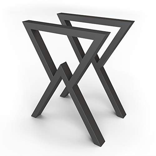 sossai® Design Gambe per tavolo in acciaio | Design | TKG3 | colore: nero | Set di 2 | struttura tavolo | larghezza 60 cm x altezza 72 cm | Profilo: 60 x 40 mm
