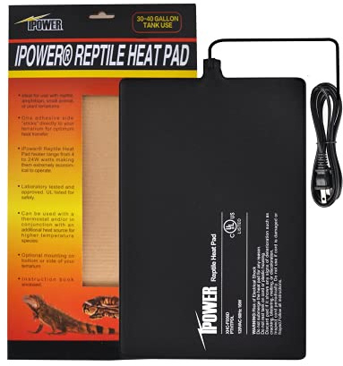 iPower 8 by 12-Inch 16W Reptile Heat Mat, Under Tank Warmer Terrarium Heat Pad for Turtles Lizards Frogs and Other Small Animals, Multi Sizes