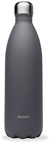 QWETCH - Isothermische Originals Flasche - Granite Grau 1L - Nomadische Edelstahlflasche - 24h Kalt und 12h Warm - Wasserdicht, BPA-frei & wiederverwendbar