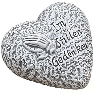 stoneandstyle Grabschmuck, Grabstein Herz Im stillen Gedenken Steinguss frostfest massiv