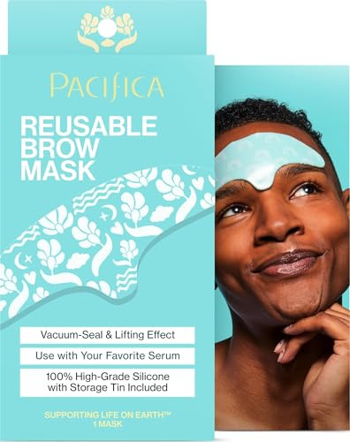 Pacifica Beauty Reusable Eyebrow Mask 100% Silicone Vacuum Sealing & Lifting Effect Minimise Fine Lines + Wrinkles Pair with Serum Storage Tin Included Vegan + Cruelty Free