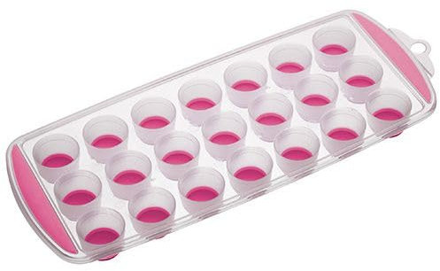 HOMESHOPA Ice Cube Trays, Easy-Release Pop Out Flexible Silicone Molds, 21 Round Slots, Reusable BPA Free Stackable, Easy to Clean, Save Freezer Space Ice Cubes for Whisky, Cocktails Beer Drinks, Pink