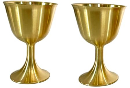Cabilock 4 Stück Messing-Weinglas Heilige Trink-Party-Kelche Anbetungsbecher Vintage-Heimdekor Dekorative Becher Kelche Kommunion Weinbecher Hochzeit Mittelalterliche