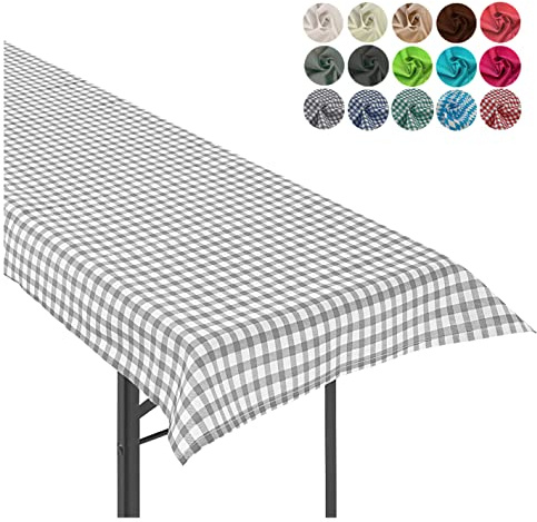 heimtexland ® Tischdecke Bierzeltgarnitur Biertischdecke Garten Tischdeko Landhaus Typ861 Vichy Karo Grau 90x240 cm