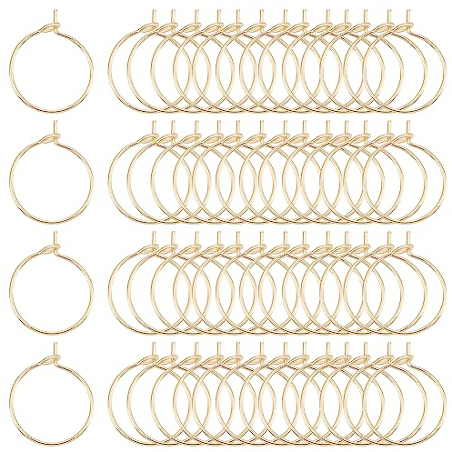 UNICRAFTALE Ca. 100 Stück Goldene Weinglas Ring 15 mm Edelstahl Creolen Hypoallergen Weinglas Charms Ringe Perlen Ohrring Creolen DIY Ohrring Zubehör Für Ohrringe Schmuckherstellung
