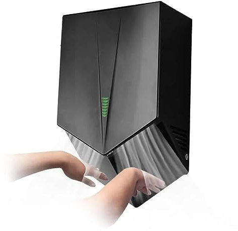 XDLYWUZIQ Asciugamani Automatico a Induzione da 1500 W Doppia Presa d'Aria Laterale Asciugamani Rapido Commerciale Asciugamani a Parete Senza Contatto, Asciugamani Elettrico Automatico,Black