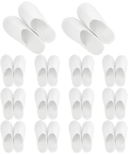 ZCYKJ 14 Pairs Disposable White Spa Slippers for Women, Closed Toe Hotel Guest Slippers for Girls, Party Travel Home Use
