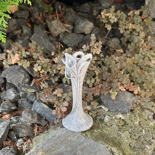 eberin · Friedhof Grabvase · XS Grabblumenvase in massiver Steinoptik fürs Grab · Blumenvase · Grabvase mit Calla · grau antik ·