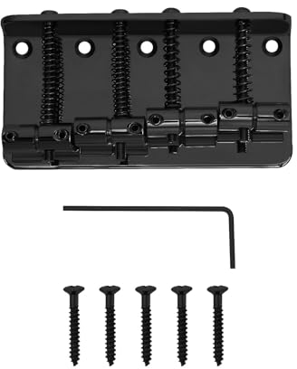 Create idea 4 Saiten Bassgitarre Brücke Professionelle Metall Viersaitige Bassbrücke für 4-Saiten Jazz Bass E-Bass Gitarre Präzisionsbass (Schwarz)