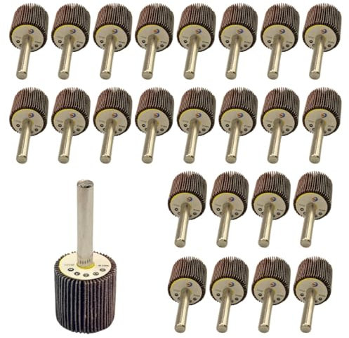 WA Lamellenschleifscheiben in Industriequalität, 2,5 x 2,5 x 0,6 cm, Hochleistungs-, langlebige Aluminiumoxid-Schleifscheiben mit 6,35 mm Schaft (Körnung 80), 25 Stück