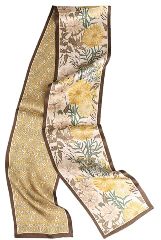Prettystern Herren Damen elegant 2-lagig schmal langer Krawatten-Schal SeidenSchal Halstuch für Fühling und Sommer