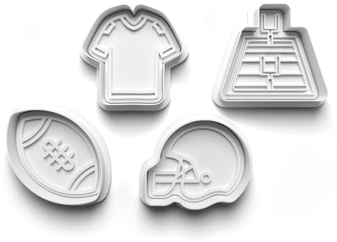 Cookie Cutters Set 4 PCS American Football Sport Cookie Stamp Cookie Cutter Mould Dough Fondant for Kid DIY Cookie Making