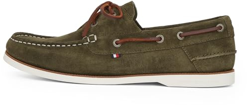 Tommy Hilfiger Uomo Scarpa da Barca Core in Pelle Scamosciata, Verde (Army Green), 40