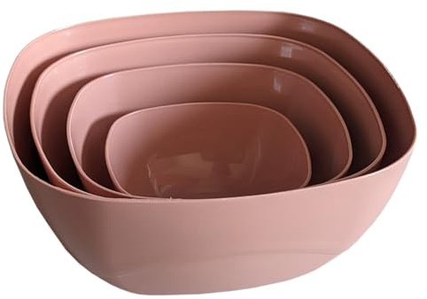plasteo Schüsselset 4-teilig Quadratisch, Edle Schüsseln für die Küche 0,7 L - 5 L, BPA-Frei, Servierschüssel, Rührschüssel, Salatschüssel, stapelbar - Farbe SCHOKOLADE