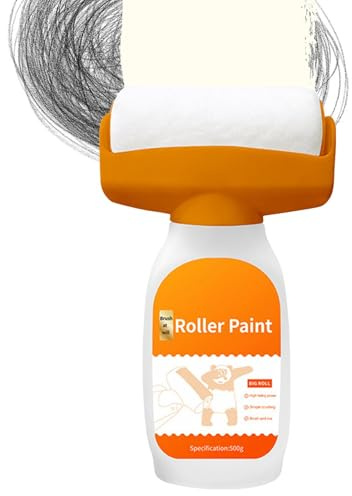 Wall Repair Rolling Brush Wall Roller Brush Tool with 500g Latex Paint,2 In1Quick Dry Small Wall Repair Paste Roller Handheld Dry Wall Paint Interior Conceal Roller for Painting di-y Repair Graffiti,
