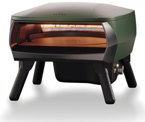 Witt Etna PICCOLO Rotante Pizzaofen für italienische Pizza oder Flammkuchen, Pizzastein rotierend, Farbe: Green, kompaktes Design, Aluminium-Gehäuse, 1 Gas-Brenner in C-Form
